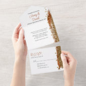 Modern Terracotta Coppery Gold Sparkle Hochzeit All In One Einladung (Abreißen)