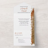 Modern Terracotta Coppery Gold Sparkle Hochzeit All In One Einladung (Innen Boden)