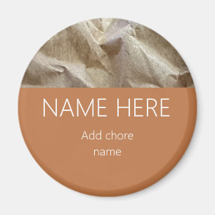 Modern Terracotta Crinklerge Paper Name Chore Magnet