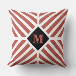 Modern Terracotta Diagonal Stripes Monogramm Kissen