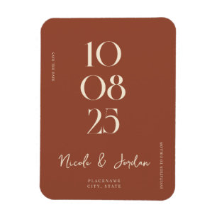 Modern Terracotta Einfache Eleganz Save the Date Magnet