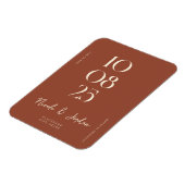 Modern Terracotta Einfache Eleganz Save the Date Magnet (Linke Seite)