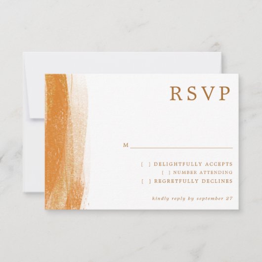 Modern Terracotta Gold Foil Boho Wedding RSVP Karte (Vorderseite)