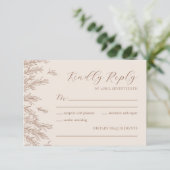 Modern Terracotta Ivory Minimal Blätter Hochzeit RSVP Karte (Stehend Vorderseite)