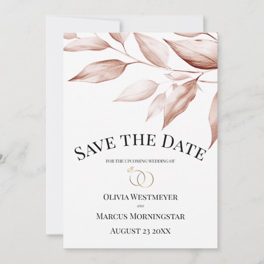 Modern Terracotta Leaf Sketch Einladung (Vorderseite)