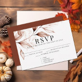 Modern Terracotta Leaf Sketch RSVP Karte