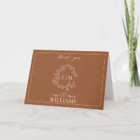 Modern Terracotta Leafy Wappen Monogram Vielen Dan