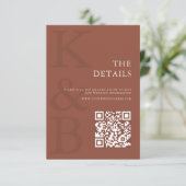 Modern Terracotta Monogram Minimalist Wedding Begleitkarte (Stehend Vorderseite)