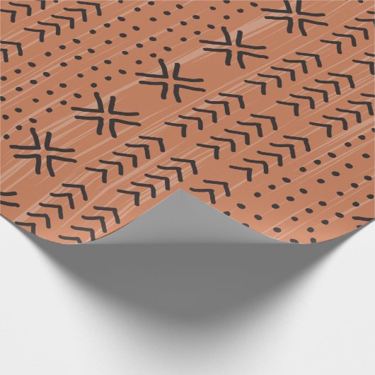 Modern Terracotta Mudcloth African Pattern Geschenkpapier (Ecke)
