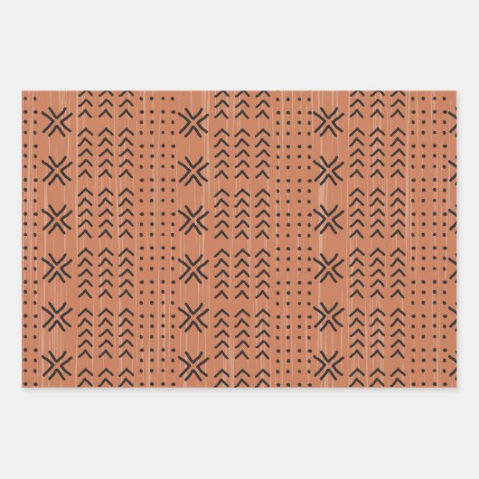 Modern Terracotta Mudcloth African Pattern Geschenkpapier Set (Vorderseite 3)