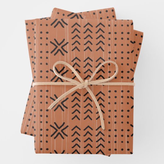 Modern Terracotta Mudcloth African Pattern Geschenkpapier Set (Beispiel)