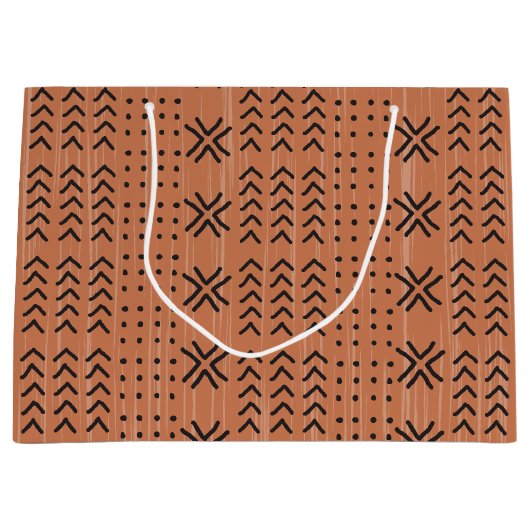 Modern Terracotta Mudcloth African Pattern Große Geschenktüte (Vorderseite)