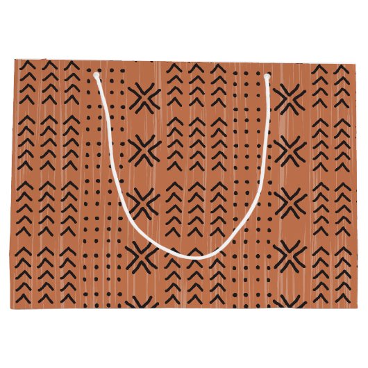 Modern Terracotta Mudcloth African Pattern Große Geschenktüte (Rückseite)
