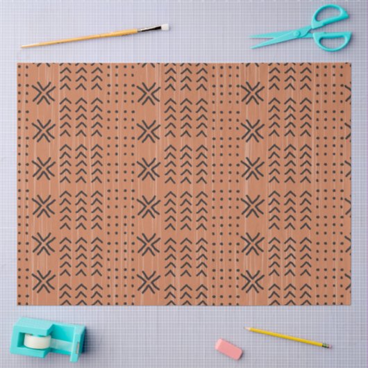 Modern Terracotta Mudcloth African Pattern Seidenpapier (Basteln)
