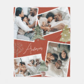 Modern Terracotta Multiphoto Christmas Pine Tree Fleecedecke (Vorderseite)