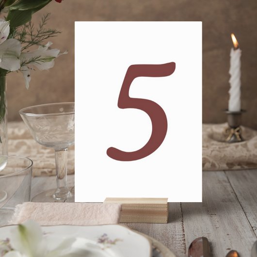 Modern Terracotta Number Table Card Tischnummer