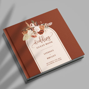 Modern Terracotta Pampas Grass Boho Arch Wedding Gästebuch