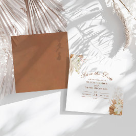Modern Terracotta Pampas Grass Orchids Hochzeit Save The Date