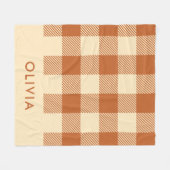 Modern Terracotta Personalisiert Gingham Fleecedecke (Vorderseite (Horizontal))