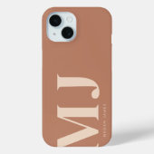 Modern Terracotta Personalisiert Monogram Case-Mate iPhone Hülle (Rückseite)
