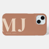Modern Terracotta Personalisiert Monogram Case-Mate iPhone Hülle (Rückseite (Horizontal))
