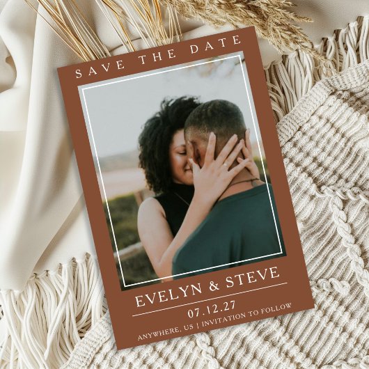 Modern Terracotta Photo Save the Date Einladung