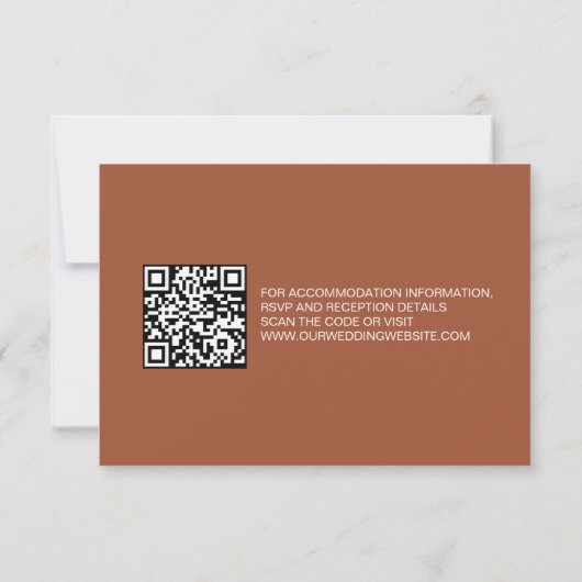Modern Terracotta QR Code reserved seats wedding RSVP Karte (Rückseite)