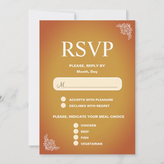 Modern Terracotta Romantic Wedding RSVP Karte (Vorderseite)