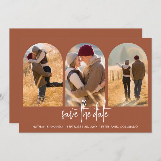 Modern Terracotta Save The Date (Vorne/Hinten)