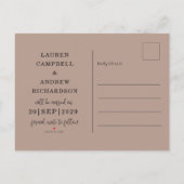 Modern Terracotta Save the Date Script Ankündigungspostkarte (Rückseite)