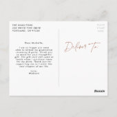 Modern Terracotta Script Abschluss Vielen Dank Postkarte (Rückseite)
