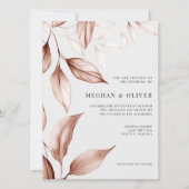 Modern Terracotta Sketched Leaffoliage Einladung (Vorderseite)