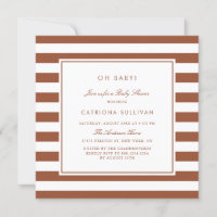 Modern Terracotta Stripes Pattern Baby Shower