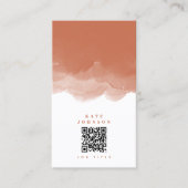 Modern Terracotta Watercolor QR Code Social Media Visitenkarte (Vorderseite)