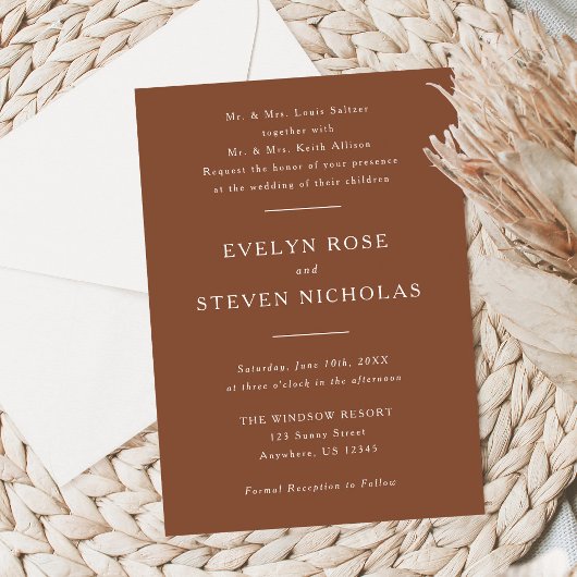Modern Terracotta Wedding Invitation  Einladung