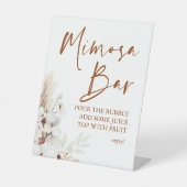 Modern Terracotta White Floral Boho Mimosa Bar Sockelschild (Vorderseite)
