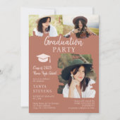 Modern Terrakotta Pinselstrich 3 Foto Abschluss Einladung (Vorderseite)