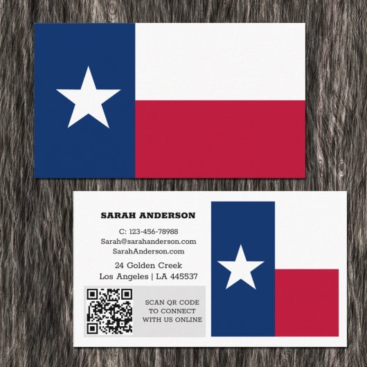 Modern Texas Business Card, Texas Flag / USA Visitenkarte