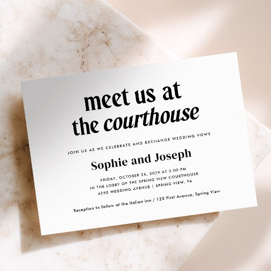 Modern Text | Courthouse Wedding Elopement Einladung