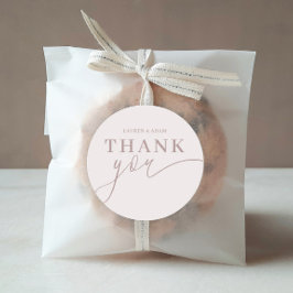 Modern Thank You Calligraphy Rose Gold Runder Aufkleber
