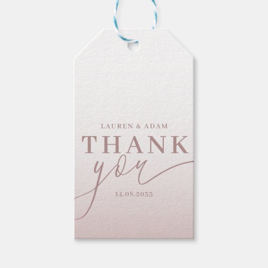 Modern Thank You Calligraphy Rose Gold Wedding Geschenkanhänger (Vorderseite)