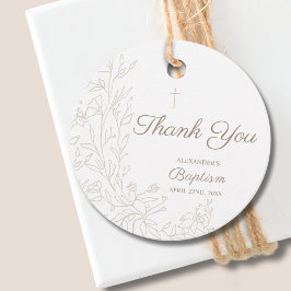 Modern Thank You Cross Floral Christian Baptism Geschenkanhänger