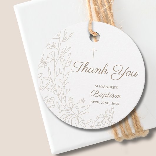 Modern Thank You Cross Floral Christian Baptism Geschenkanhänger