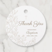 Modern Thank You Cross Floral Christian Baptism Geschenkanhänger (Vorderseite)