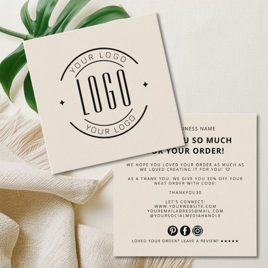 Modern thank you for your order simple logo quadratische visitenkarte