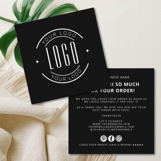 Modern thank you for your order simple logo quadratische visitenkarte
