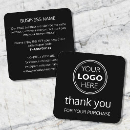 Modern Thank You Logo Small Business Black White Quadratische Visitenkarte