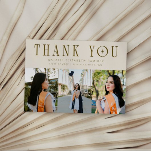 Modern Thank You Multi Photo Cream Graduation Ankündigung