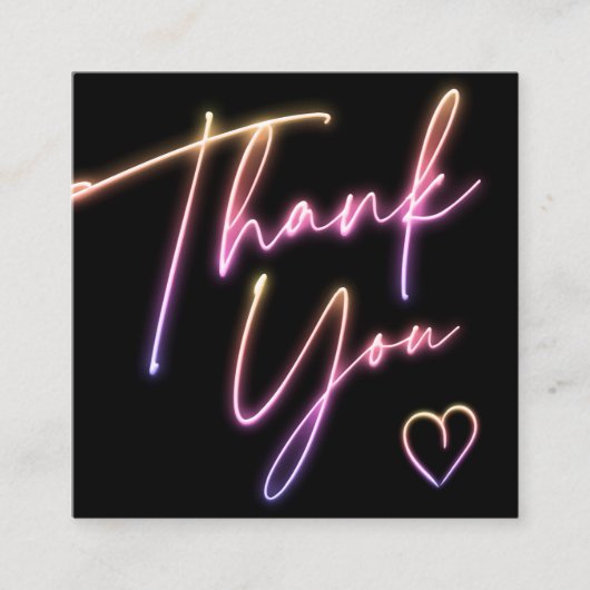 Modern thank you script order neon Qr code Quadratische Visitenkarte (Vorderseite)