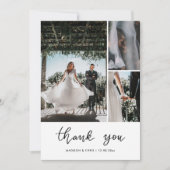 Modern Thank You Script Wedding Photo Dankeskarte (Vorderseite)